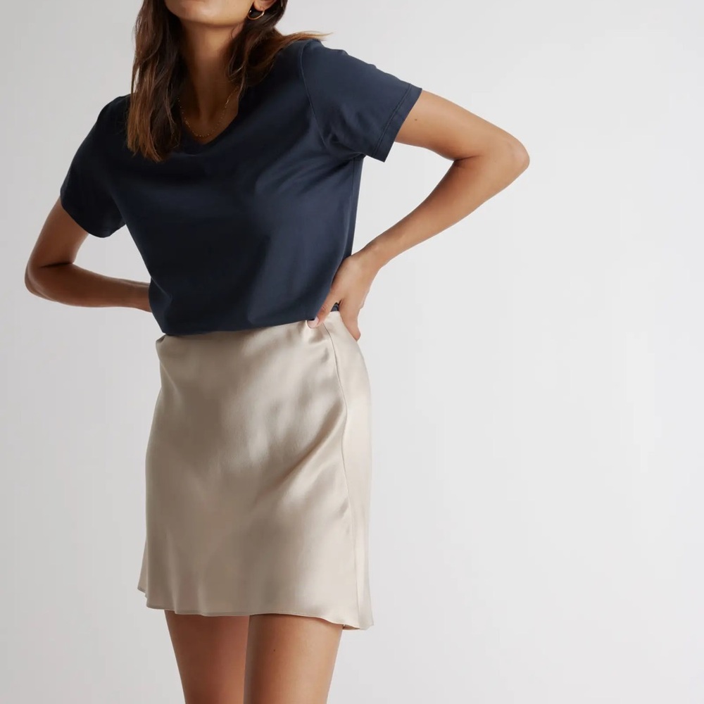Quince washable silk mini skirt